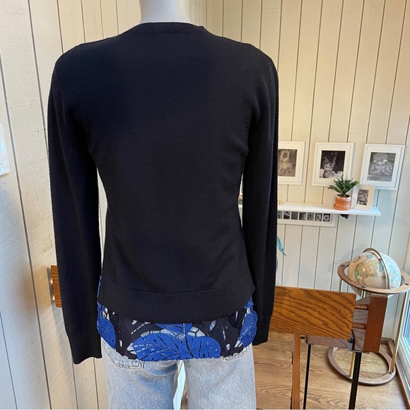 Jason Wu sweater long sleeve crewneck floral wool blue extra small - Picture 2 of 4